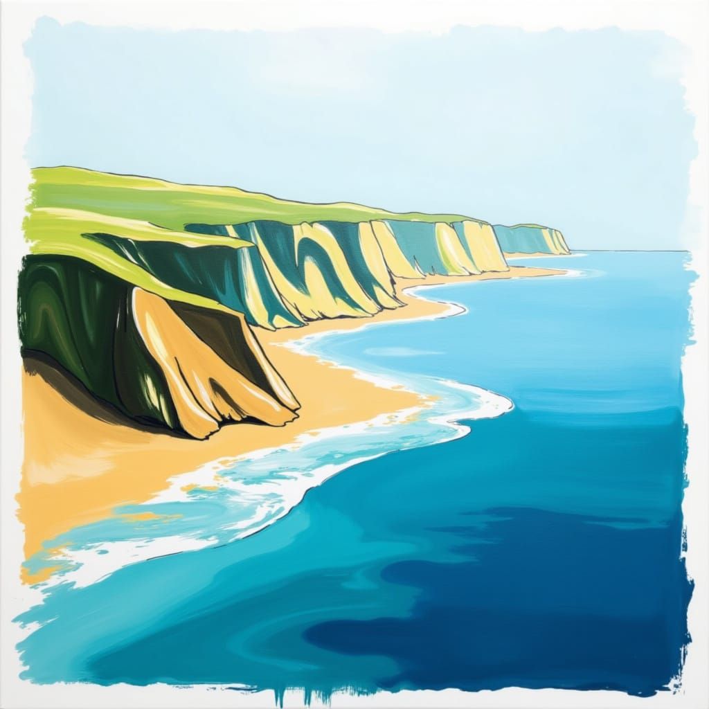 a coastline landscape, abstract, minimalism, <lora:Abstract minimalism:1.0> 