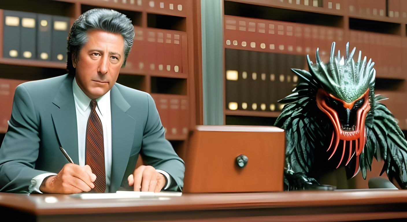 “Kramer vs. Predator” starring Dustin Hoffman - “Kramer vs. Kramer” & “Alien vs. Predator mashup”  by @Tazlina