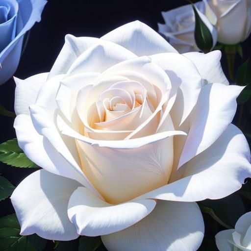 Beautiful luminescent white rose amazingly hyperdetailed