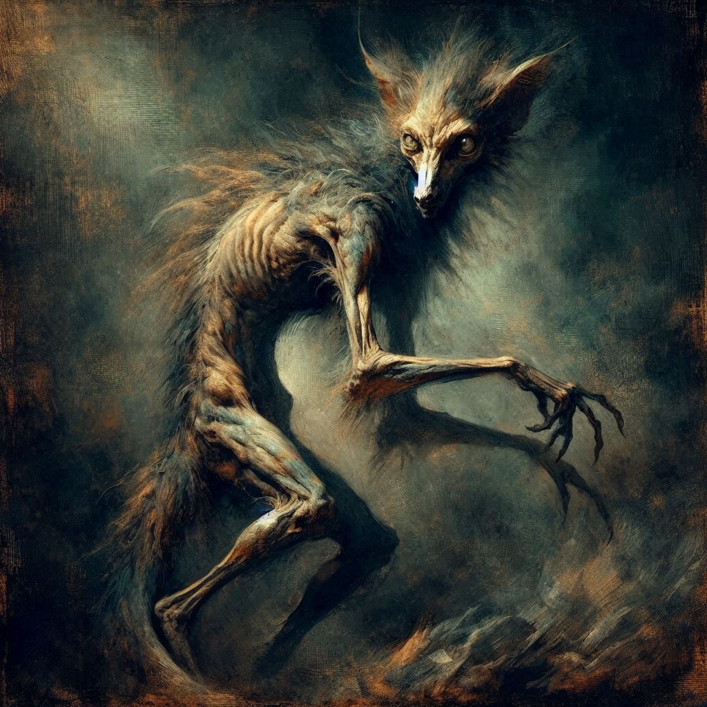 Night dwelling Werefox.  by @Rusty P