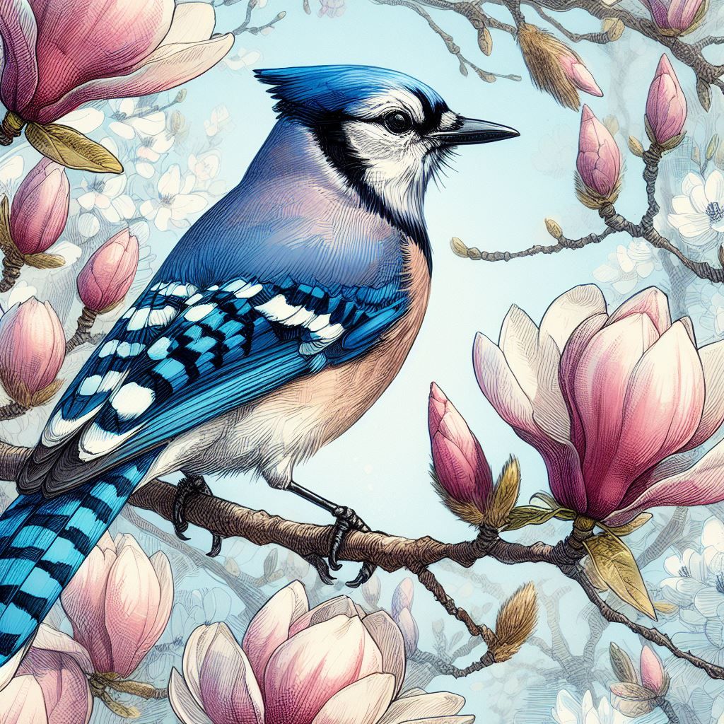 Bluejay in a Magnolia