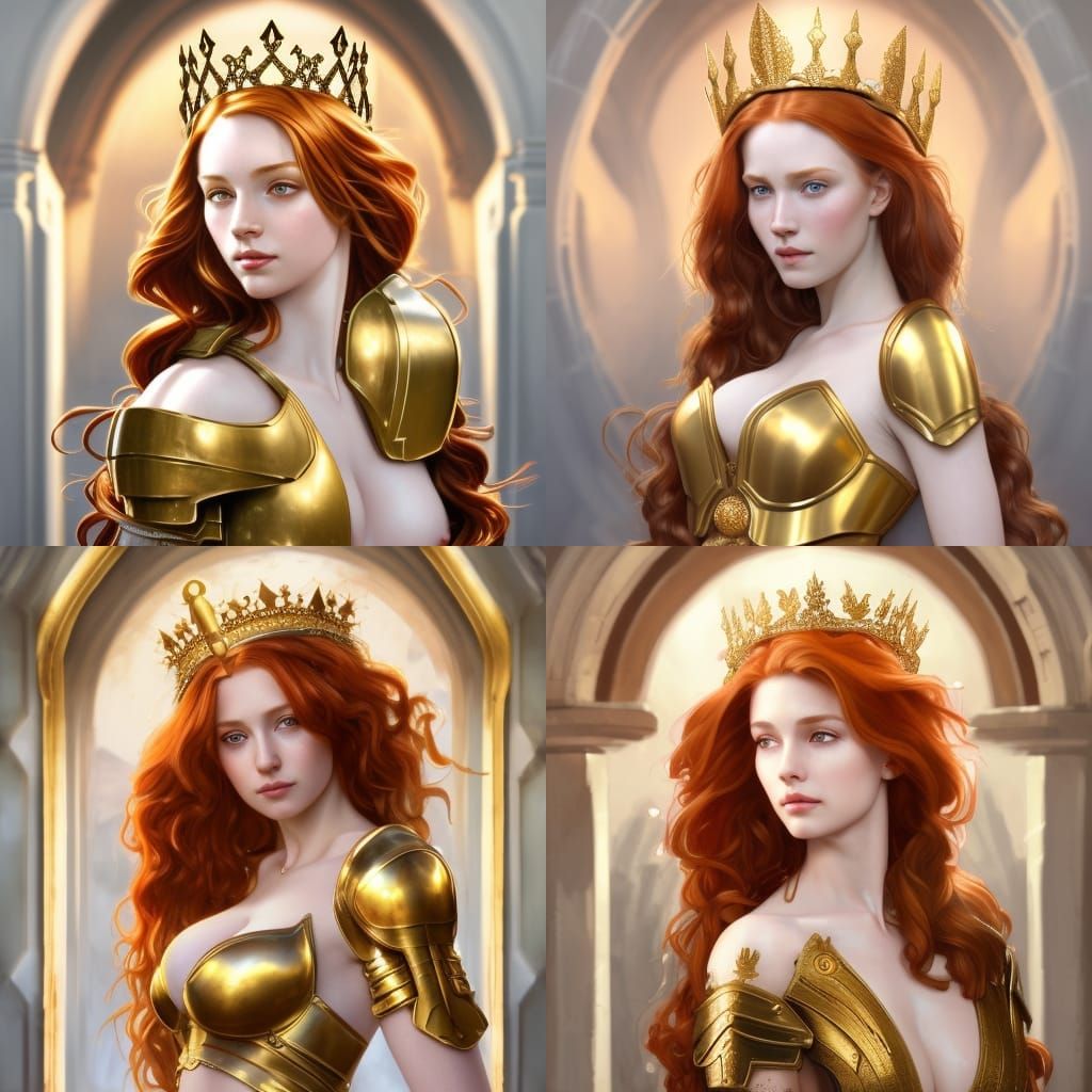 RedHead Queen with Gold Armor