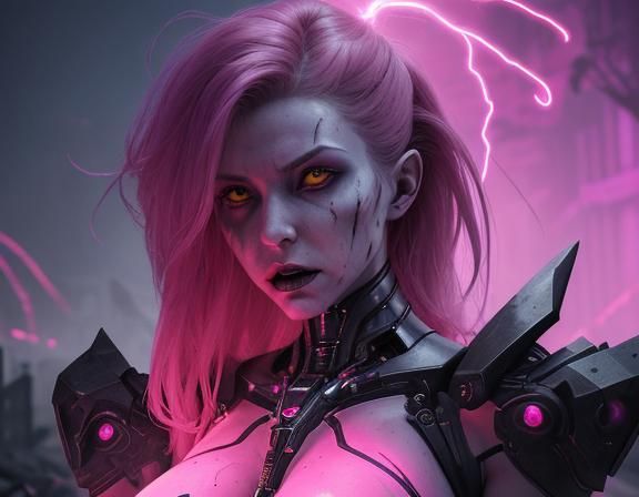 A cybernetic female vampire massive monster with Cybernetic ...