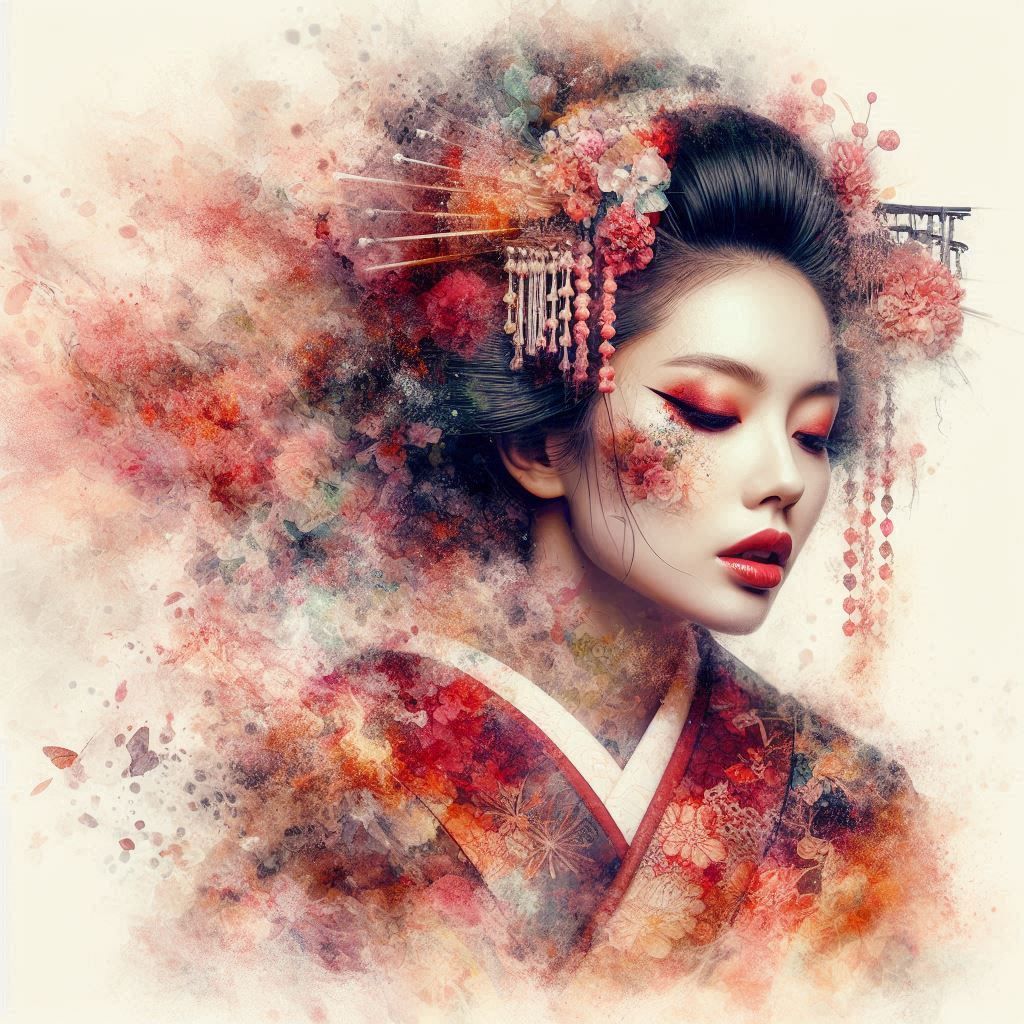 double exposure beautiful fantasy DALL-E 3 portrait landscape..