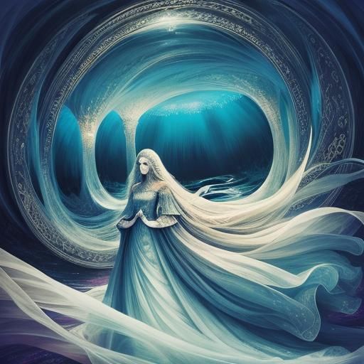 Women in flowing gowns, dreamlike, surreal