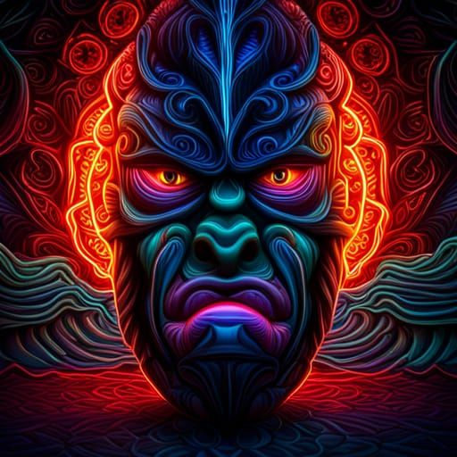 Tiki neon spooky taboo voodoo magic hex trance - AI Generated Artwork ...