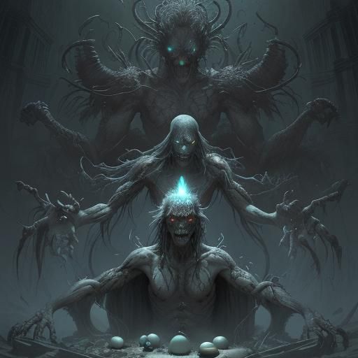 Undead Peacock Horror with Extra Arms