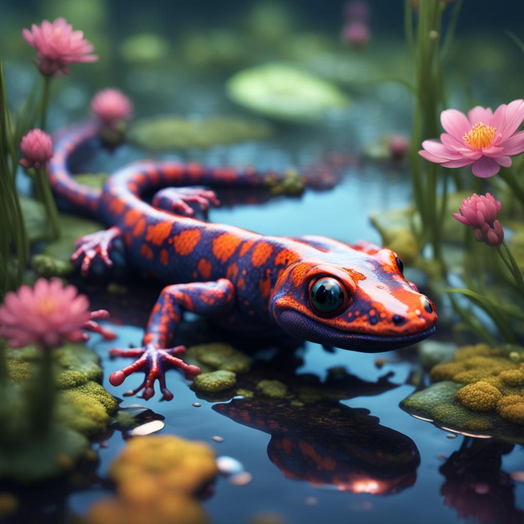 Beautiful colored salamander,