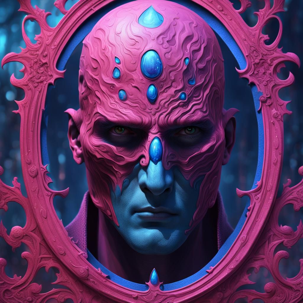 Surreal Faceless Man with Blue Tear, Detailed Digital Art