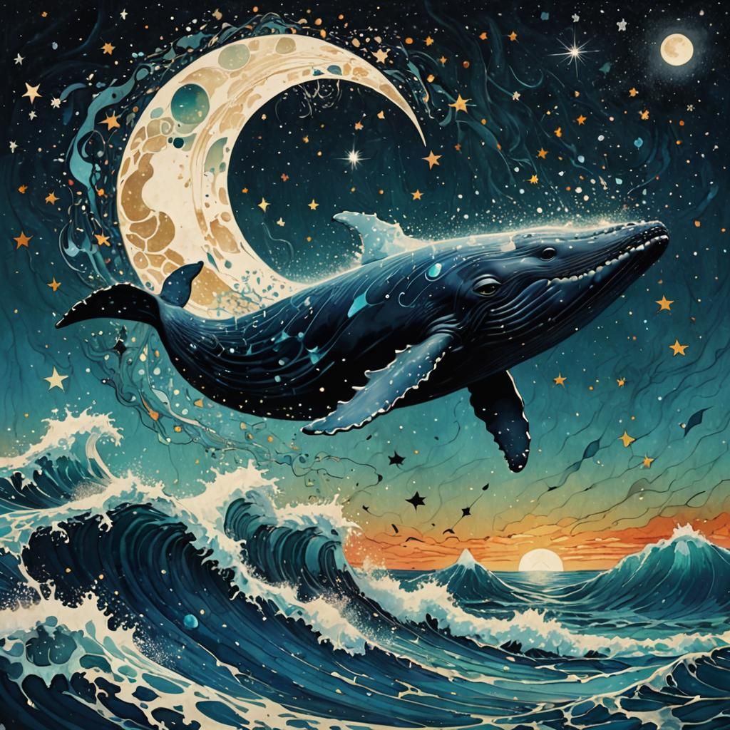 When the whale jumped over the moon  by @DragonIdk