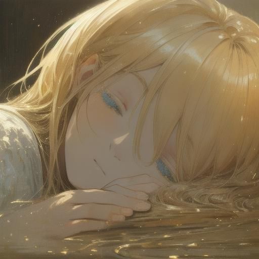 Girl with Blonde Hair: Impressionist Portrait in Gold