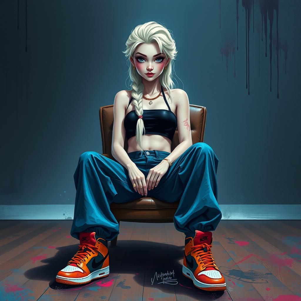 Elsa Reimagined: Frozen's Queen in Streetwear Style