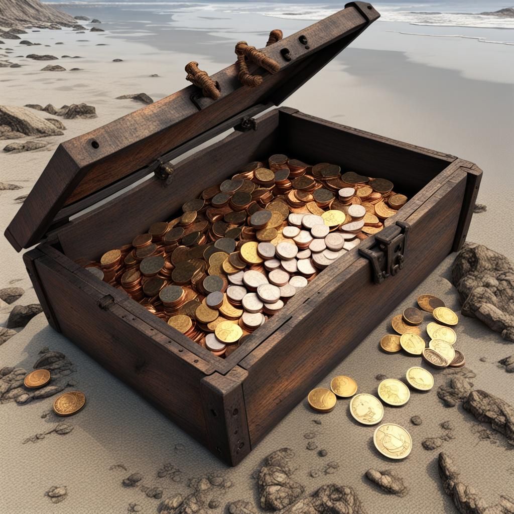 Pirate Treasure Chest on Beach
