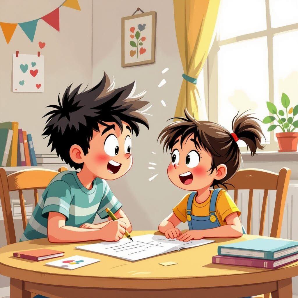 ילד קוץ שמפריע לאחותו 
