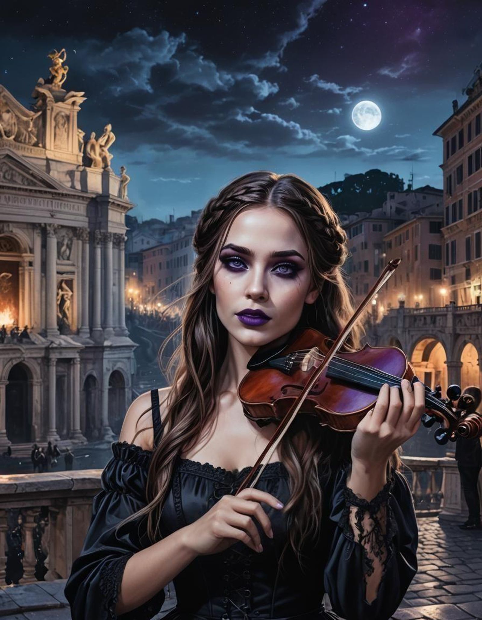 Playing The Violin At Night In Rome Witch V Fantasy Dark Gothic playing-the-violin-at-night-in-rome-witch-v-fantasy-dark-gothic