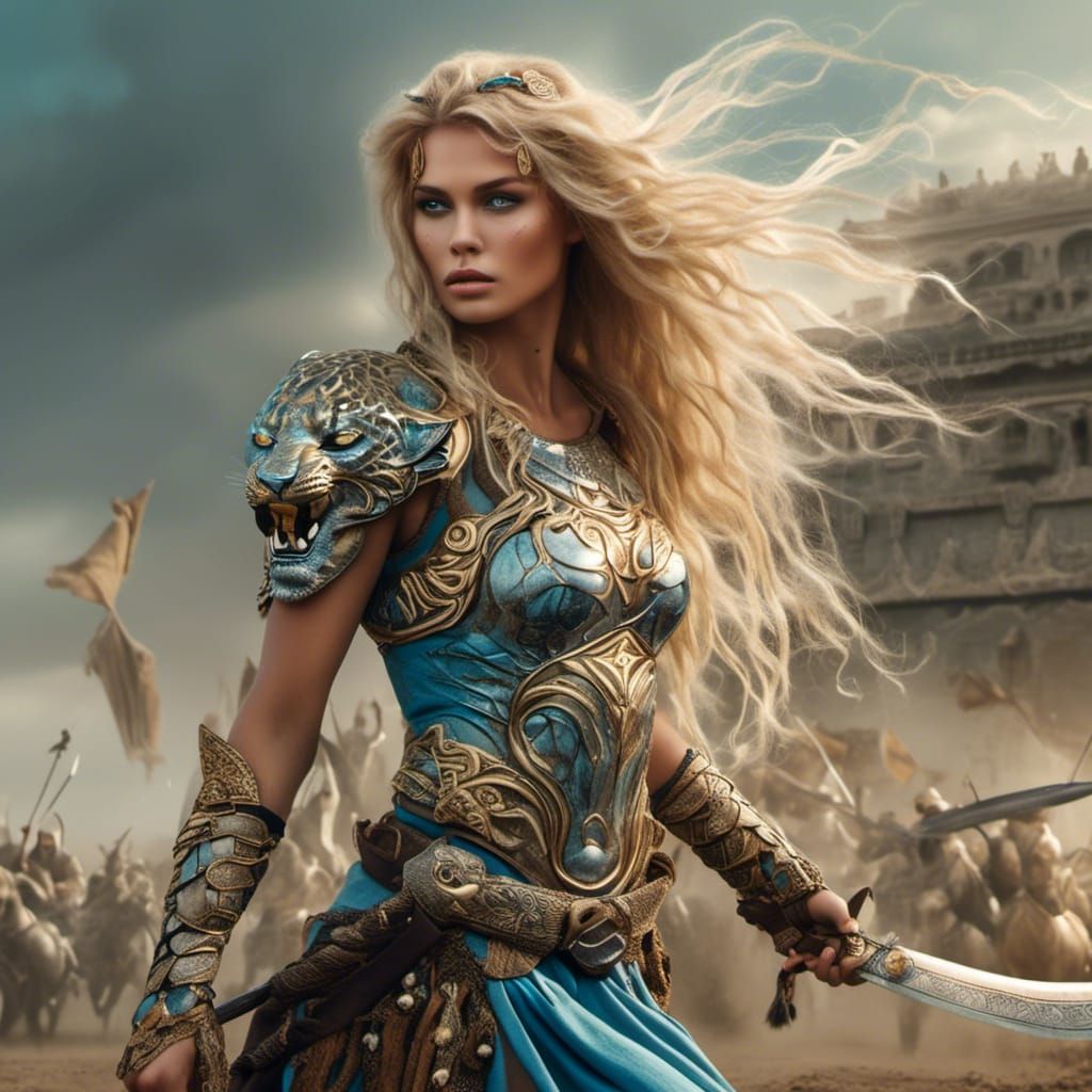 Gorgeous Jaguar Guarded Warrior with Sword