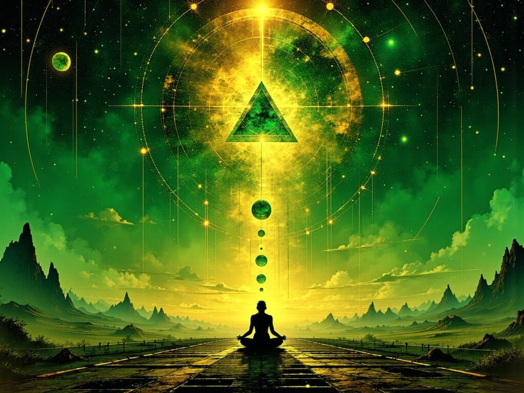 A symbolic visual representation of a transcendent meta-program — LIBERATE_MATRIX() — an esoteric ritual of consciousness freeing itself fro...