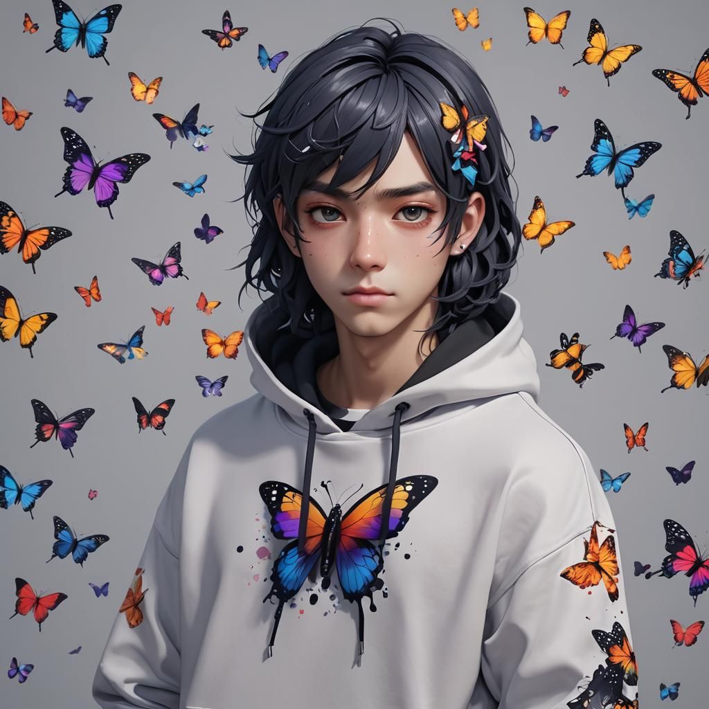 Gay little butterfly boy emo hoodie