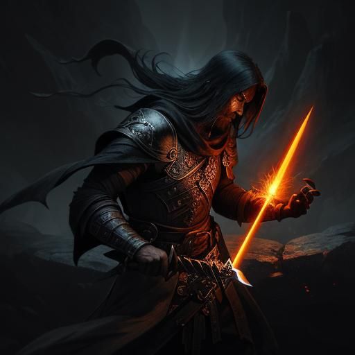 Mysterious Ancient Sword Concept Art in Cavern