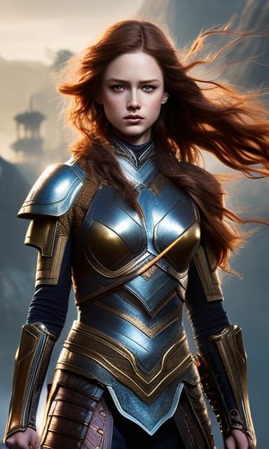 Warrior girl with wavy red hair 218 - AI Generated Artwork - NightCafe ...