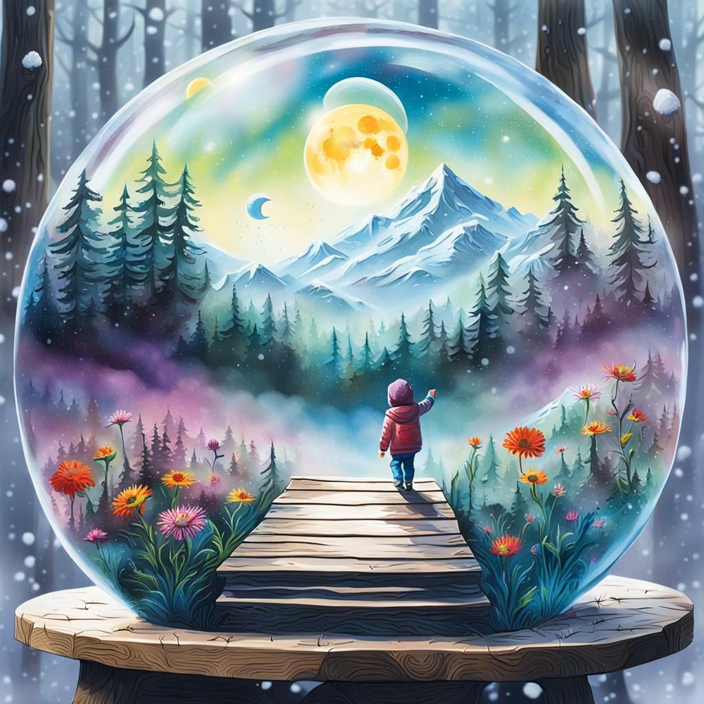 Globe in snow.