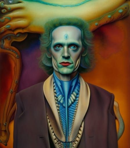 Surrealist Portrait in Watercolor by Spare and Colquhoun
