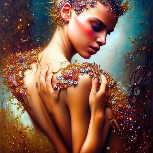 "Beautiful Princess covered with glitter and gemstones"