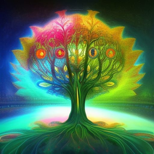 Lsd Tree Of Life Psychedelic - Ai Generated Artwork - Nightcafe Creator