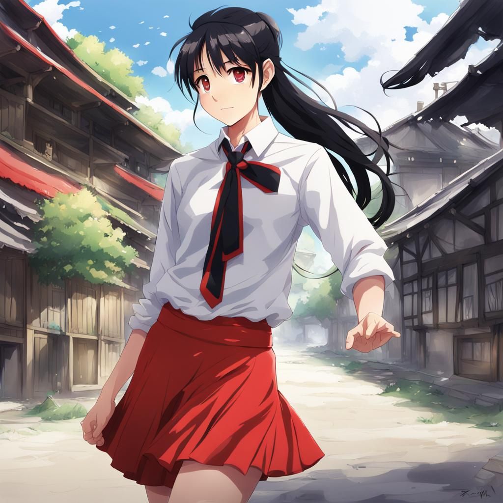 Anime Girl with Ponytail in Key Visual Style