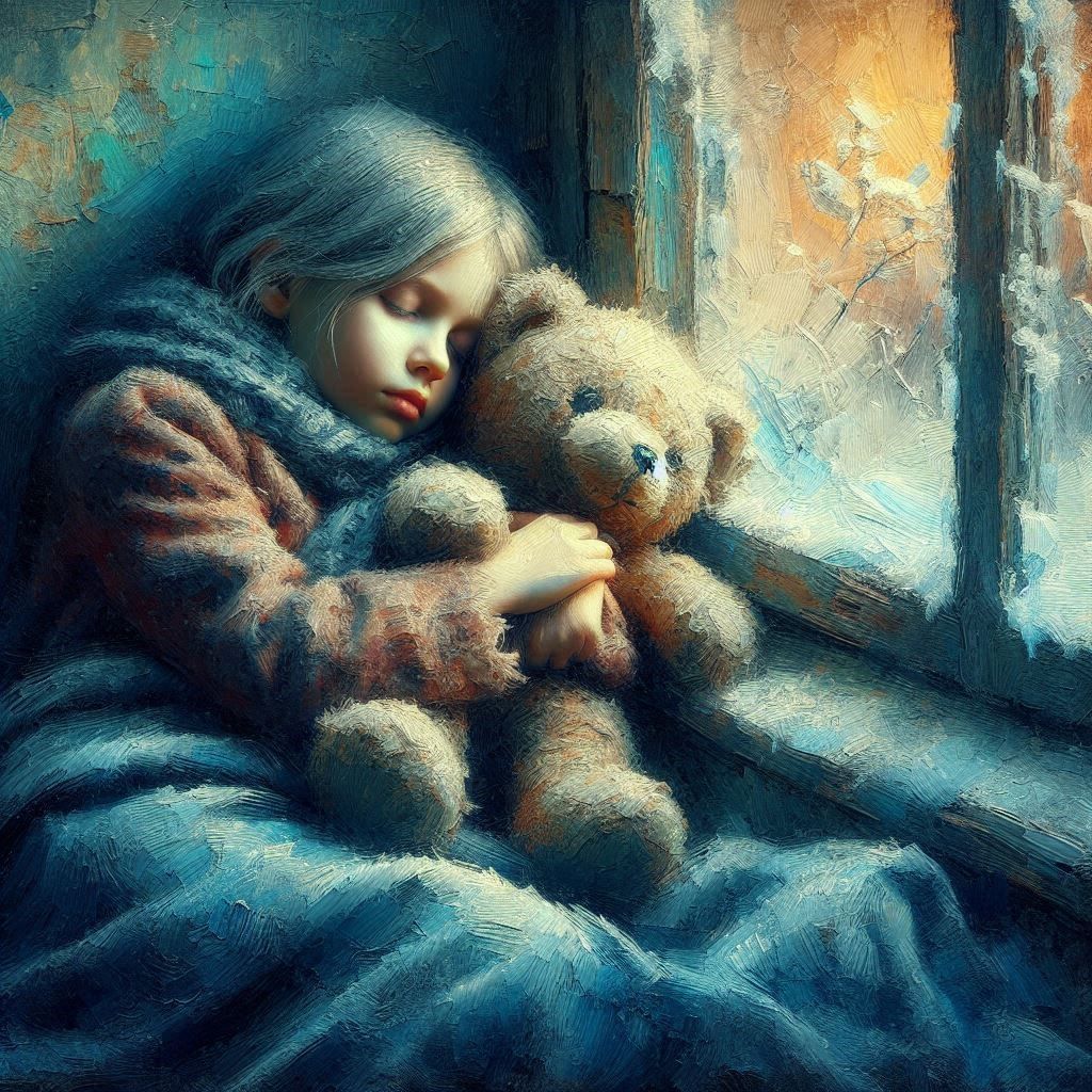 sleeping with her teddy