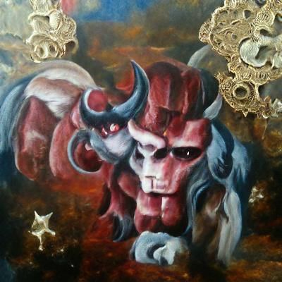 Astaroth looking strong and noble oil painting