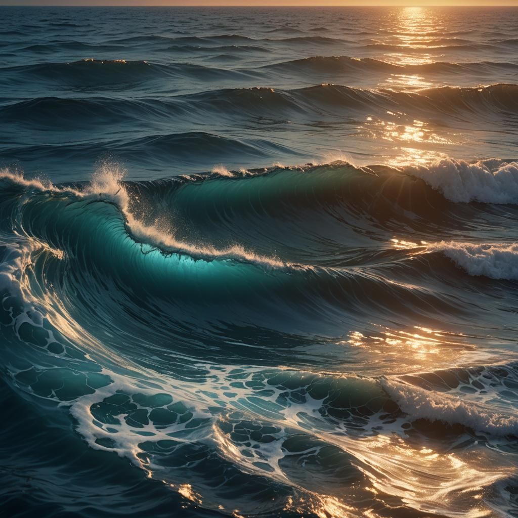 Breathtaking Sunset Over Ocean in Dreamlike Matte Painting