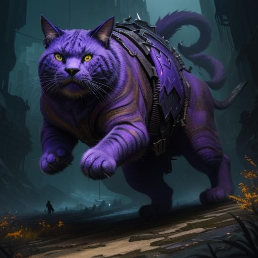 A woman is running away from a giant cat. a masterpiece, 8k ...