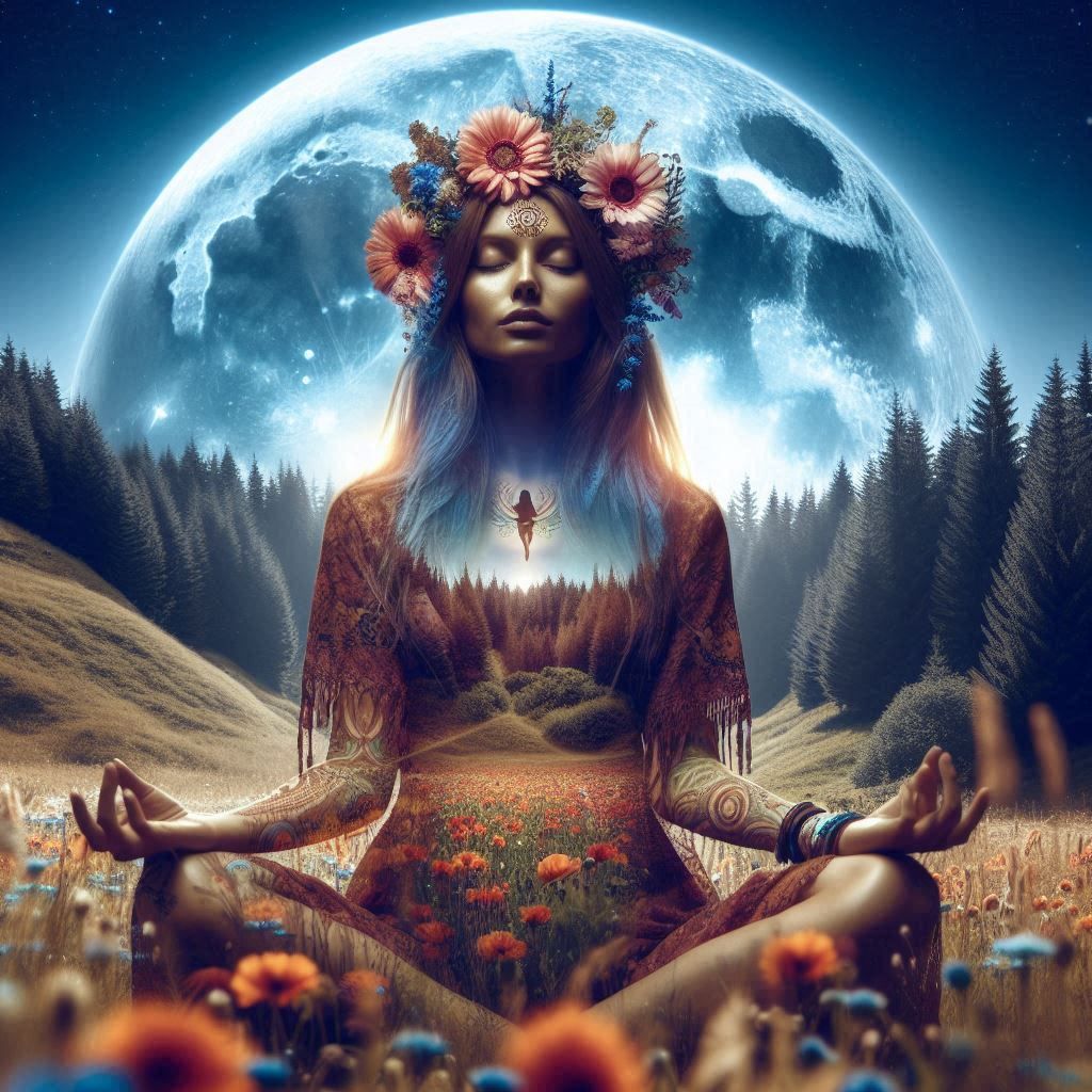 double exposure beautiful fantasy portrait landscape..