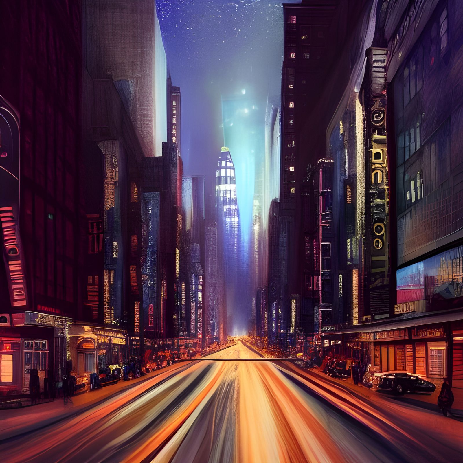 A New York street lit up at night - AI Generated Artwork - NightCafe ...