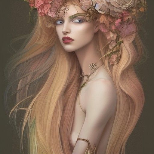 Androgynous Goddess Portrait in Decadent Fantasy Art Style