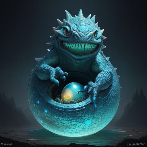 Blue Dragon Hatchling Fantasy Concept Art