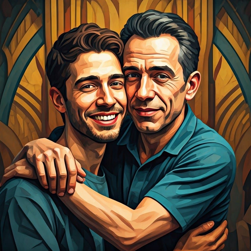 Warm Embrace in Cubist Style