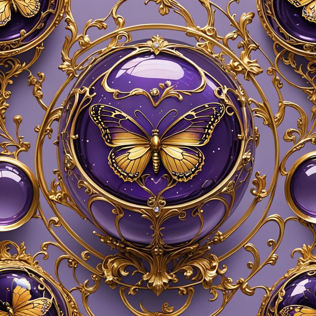 Gold & Purple Butterfly Mandala