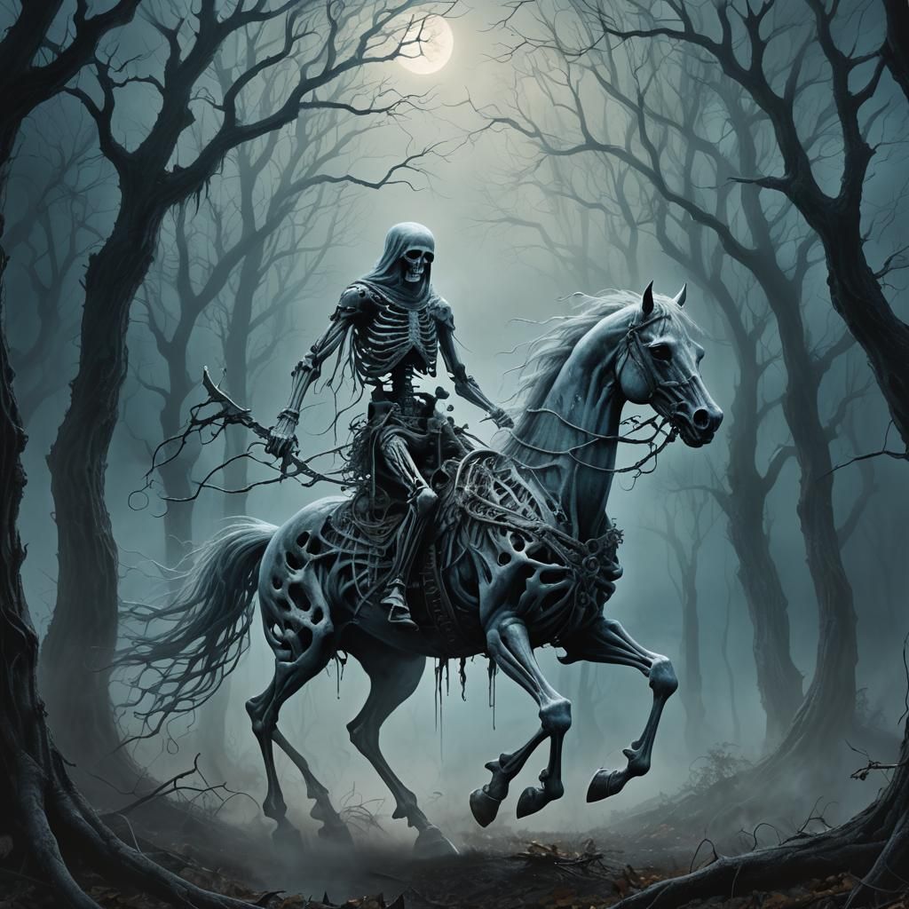 ghost  riding skeleoton horse