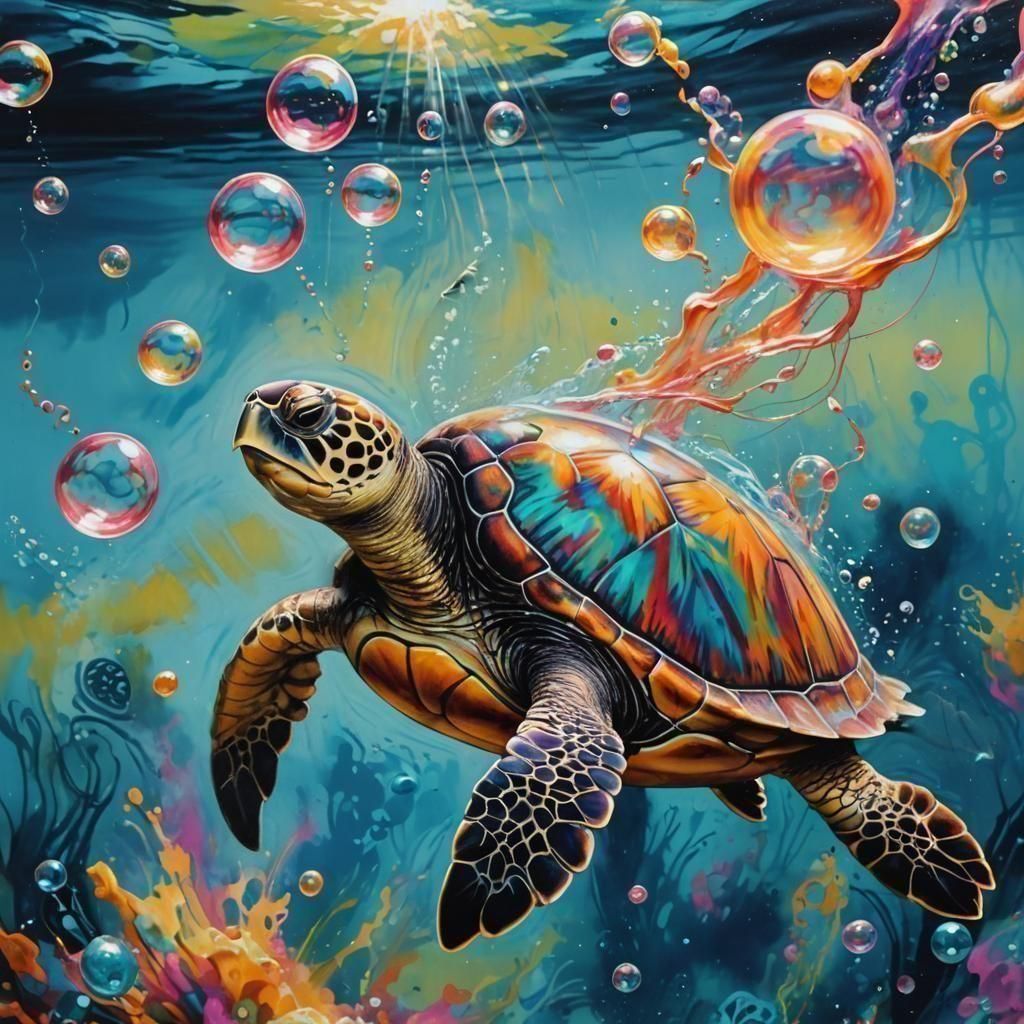 Sea Turtle, in the ocean