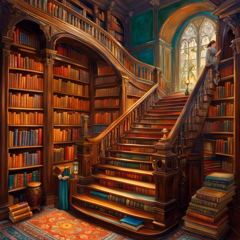 Even The Stairs Are Shelves  by @Hesione