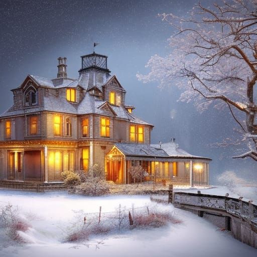 A Farmhouse In Winter undefined