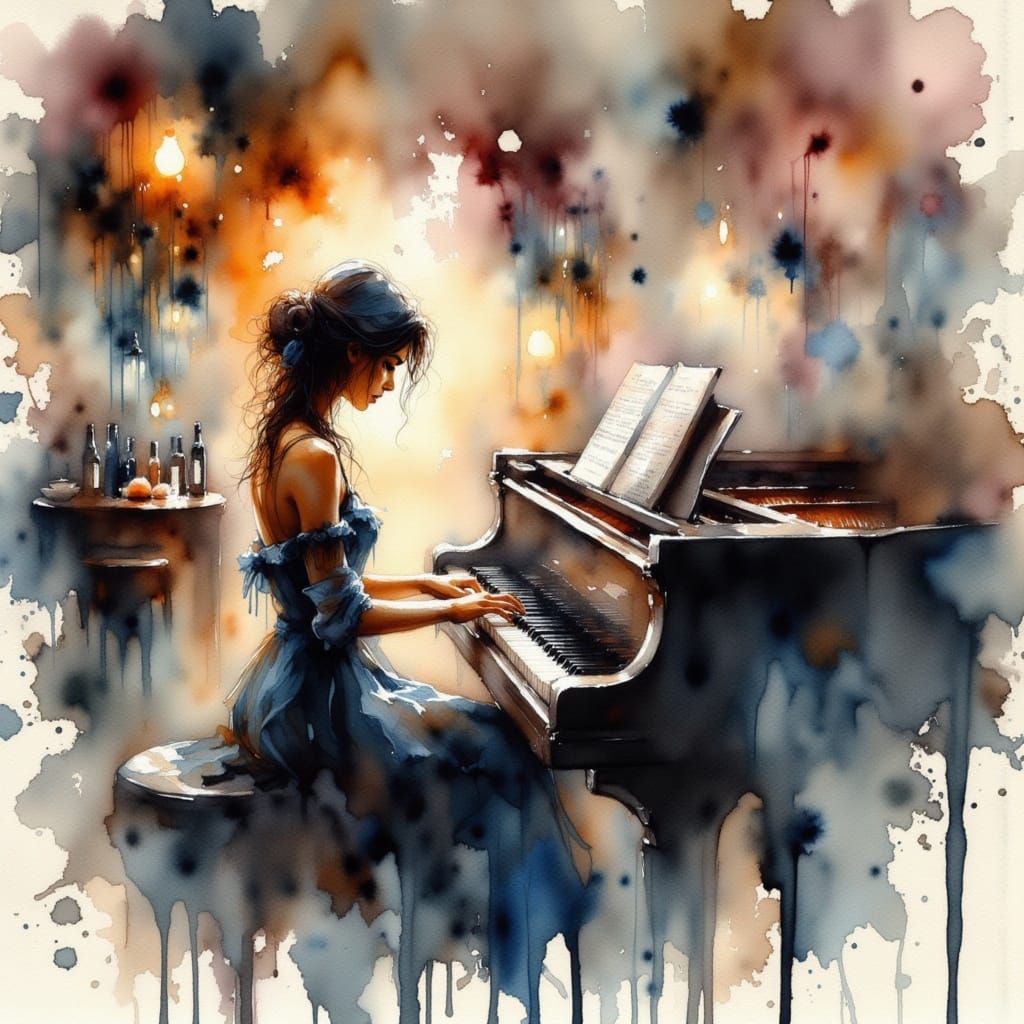 Loose, painterly watercolor with expressive brushstrokes, soft washes, wet-on-wet watercolors, muddled splash-art, low-detail, surreal impre...