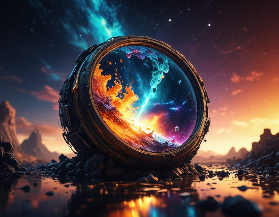 A rift in the universe divides our world between a normal universe and a 2D pixel universe. Cinematic ...  by @MartCaz