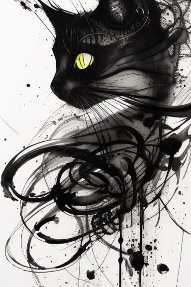 Portrait of a cat: Black ink flow #4 - out to @nateB for the...