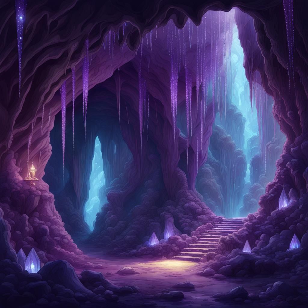 Purple Crystal Cave - AI Generated Artwork - NightCafe Creator