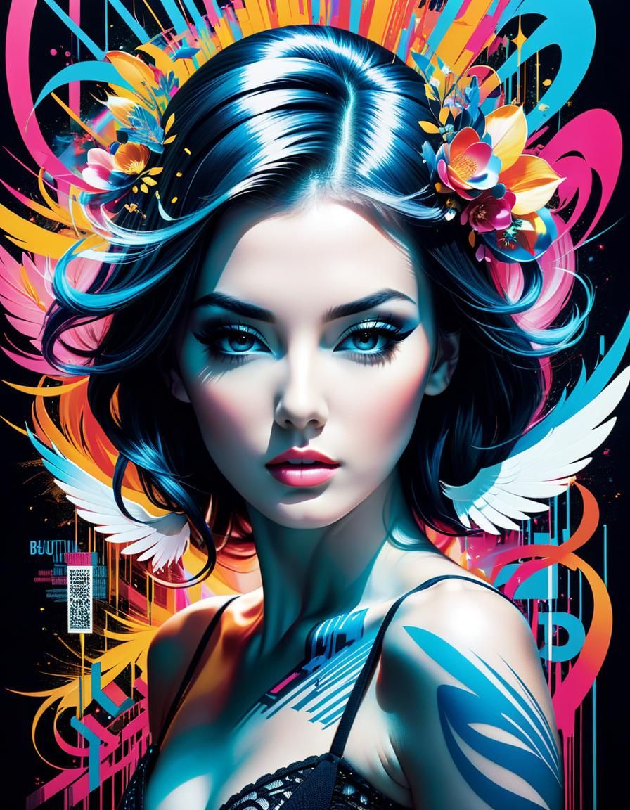 Woman in a colorfull background