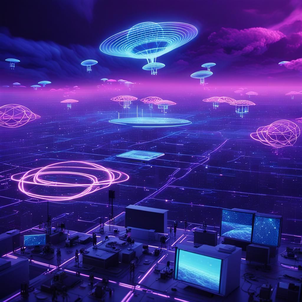 Surreal Meteorological Design with Neon Clouds