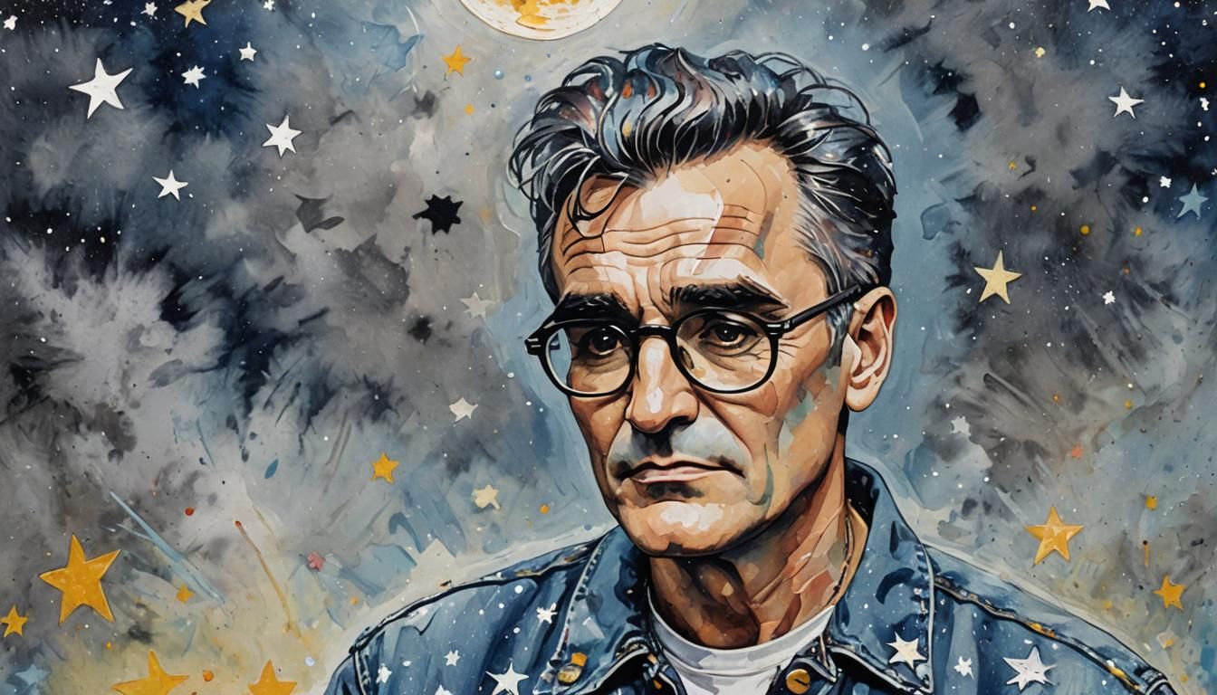 MORRISSEY WEARING GLASSES DENIM JACKET, SILVER stars and the...
